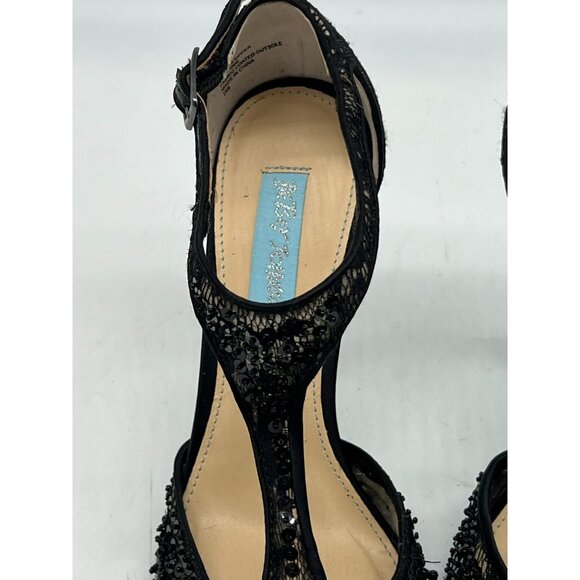 Betsy Johnson Womens Eliza Sequined D-orsay Pumps 6.5M Black T-Strap Pointed Toe - Picture 5 of 15
